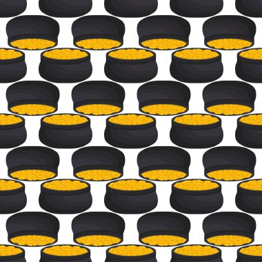 İrlanda bayramı temalı Aziz Patrick günü, kusursuz madeni paralar. Beyaz arka planda birçok özdeş madeni paranın olduğu Aziz Patrick günü. Para için ot. Aziz Patrick Günü için ana aksesuar.