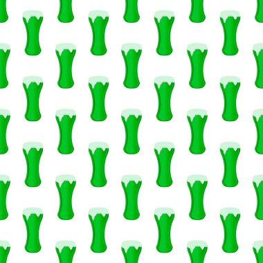 Resimli İrlanda bayramı Aziz Patrick günü, kupada dikişsiz renkli bira. Beyaz arka planda birbirinin aynısı pek çok bira bardağından oluşan Aziz Patrick günü. Aziz Patrick Günü 'nün ana aksesuarında bira..