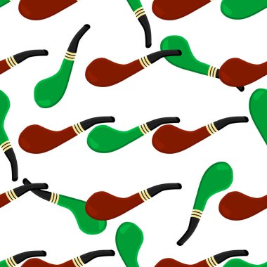 İrlanda bayramı Aziz Patrick günü, pürüzsüz yeşil sigara boruları. Beyaz arka plandaki birbirinin aynısı sigara borularından oluşan Aziz Patrick Günü deseni. St. Patrick Günü için ana aksesuar..