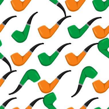 İrlanda bayramı Aziz Patrick günü, pürüzsüz yeşil sigara boruları. Beyaz arka plandaki birbirinin aynısı sigara borularından oluşan Aziz Patrick Günü deseni. St. Patrick Günü için ana aksesuar..