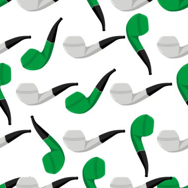 İrlanda bayramı Aziz Patrick günü, pürüzsüz yeşil sigara boruları. Beyaz arka plandaki birbirinin aynısı sigara borularından oluşan Aziz Patrick Günü deseni. St. Patrick Günü için ana aksesuar..