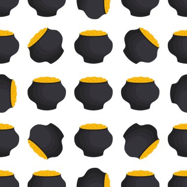 İrlanda bayramı temalı Aziz Patrick günü, kusursuz madeni paralar. Beyaz arka planda birçok özdeş madeni paranın olduğu Aziz Patrick günü. Para için ot. Aziz Patrick Günü için ana aksesuar.