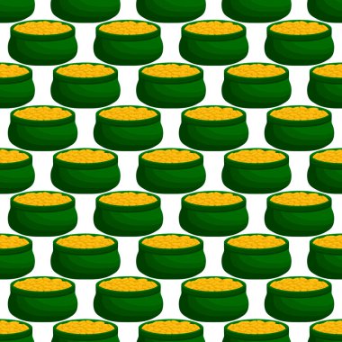 İrlanda bayramı temalı Aziz Patrick günü, kusursuz madeni paralar. Beyaz arka planda birçok özdeş madeni paranın olduğu Aziz Patrick günü. Para için ot. Aziz Patrick Günü için ana aksesuar.