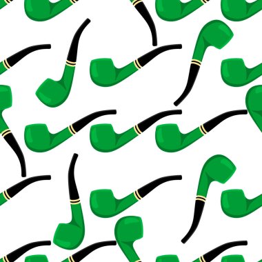 İrlanda bayramı Aziz Patrick günü, pürüzsüz yeşil sigara boruları. Beyaz arka plandaki birbirinin aynısı sigara borularından oluşan Aziz Patrick Günü deseni. St. Patrick Günü için ana aksesuar..