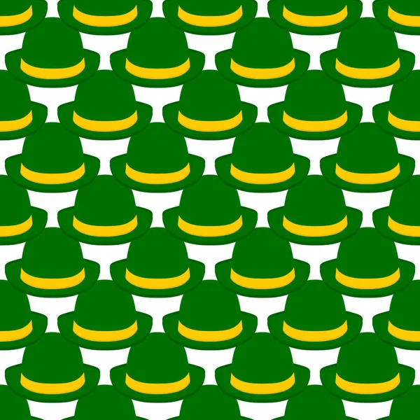 İrlanda bayramı temalı Aziz Patrick Günü 'nün tasviri, kusursuz başlıklı şapkalar. Beyaz arka planda pek çok benzer şapkadan oluşan Aziz Patrick Günü deseni. Aziz Patrick Günü 'nün ana aksesuarı..