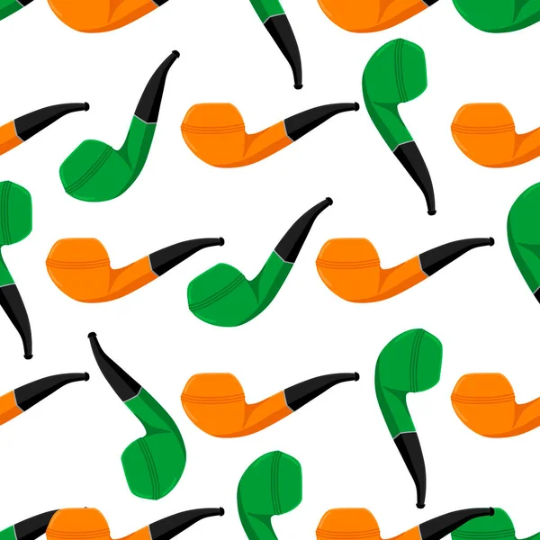 İrlanda bayramı Aziz Patrick günü, pürüzsüz yeşil sigara boruları. Beyaz arka plandaki birbirinin aynısı sigara borularından oluşan Aziz Patrick Günü deseni. St. Patrick Günü için ana aksesuar..