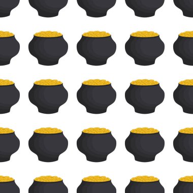 İrlanda bayramı temalı Aziz Patrick günü, kusursuz madeni paralar. Beyaz arka planda birçok özdeş madeni paranın olduğu Aziz Patrick günü. Para için ot. Aziz Patrick Günü için ana aksesuar.