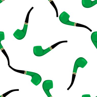 İrlanda bayramı Aziz Patrick günü, pürüzsüz yeşil sigara boruları. Beyaz arka plandaki birbirinin aynısı sigara borularından oluşan Aziz Patrick Günü deseni. St. Patrick Günü için ana aksesuar..