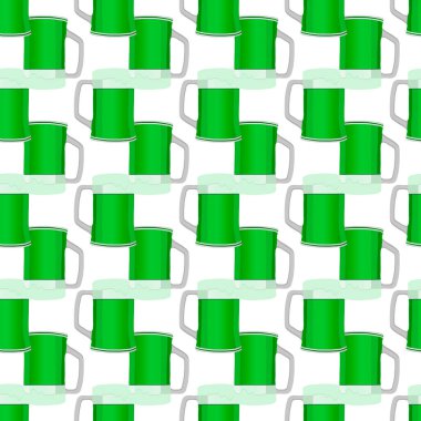 Resimli İrlanda bayramı Aziz Patrick günü, kupada dikişsiz renkli bira. Beyaz arka planda birbirinin aynısı pek çok bira bardağından oluşan Aziz Patrick günü. Aziz Patrick Günü 'nün ana aksesuarında bira..