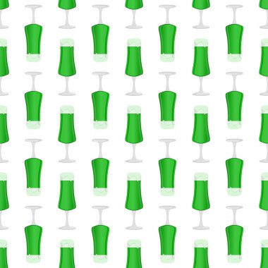 Resimli İrlanda bayramı Aziz Patrick günü, kupada dikişsiz renkli bira. Beyaz arka planda birbirinin aynısı pek çok bira bardağından oluşan Aziz Patrick günü. Aziz Patrick Günü 'nün ana aksesuarında bira..