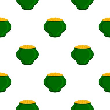 İrlanda bayramı temalı Aziz Patrick günü, kusursuz madeni paralar. Beyaz arka planda birçok özdeş madeni paranın olduğu Aziz Patrick günü. Para için ot. Aziz Patrick Günü için ana aksesuar.