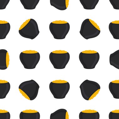 İrlanda bayramı temalı Aziz Patrick günü, kusursuz madeni paralar. Beyaz arka planda birçok özdeş madeni paranın olduğu Aziz Patrick günü. Para için ot. Aziz Patrick Günü için ana aksesuar.