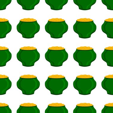 İrlanda bayramı temalı Aziz Patrick günü, kusursuz madeni paralar. Beyaz arka planda birçok özdeş madeni paranın olduğu Aziz Patrick günü. Para için ot. Aziz Patrick Günü için ana aksesuar.