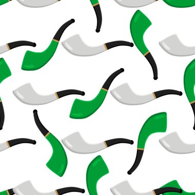 İrlanda bayramı Aziz Patrick günü, pürüzsüz yeşil sigara boruları. Beyaz arka plandaki birbirinin aynısı sigara borularından oluşan Aziz Patrick Günü deseni. St. Patrick Günü için ana aksesuar..