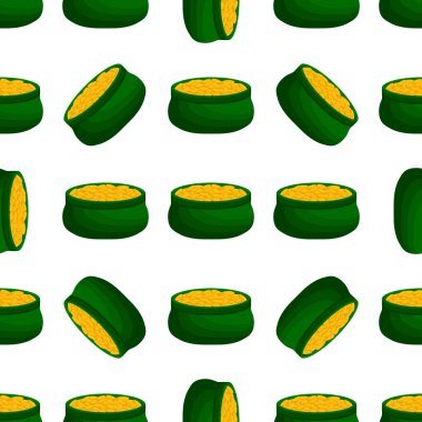 İrlanda bayramı temalı Aziz Patrick günü, kusursuz madeni paralar. Beyaz arka planda birçok özdeş madeni paranın olduğu Aziz Patrick günü. Para için ot. Aziz Patrick Günü için ana aksesuar.