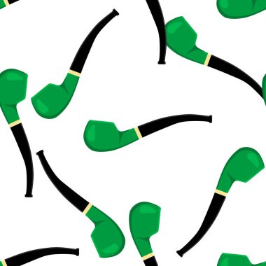 İrlanda bayramı Aziz Patrick günü, pürüzsüz yeşil sigara boruları. Beyaz arka plandaki birbirinin aynısı sigara borularından oluşan Aziz Patrick Günü deseni. St. Patrick Günü için ana aksesuar..