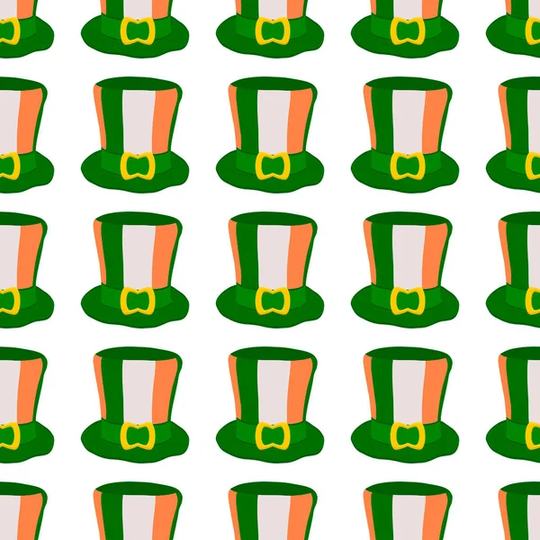 Illustration Theme Irish Holiday Patrick Day Seamless Headdress Hats Pattern — Stock Vector