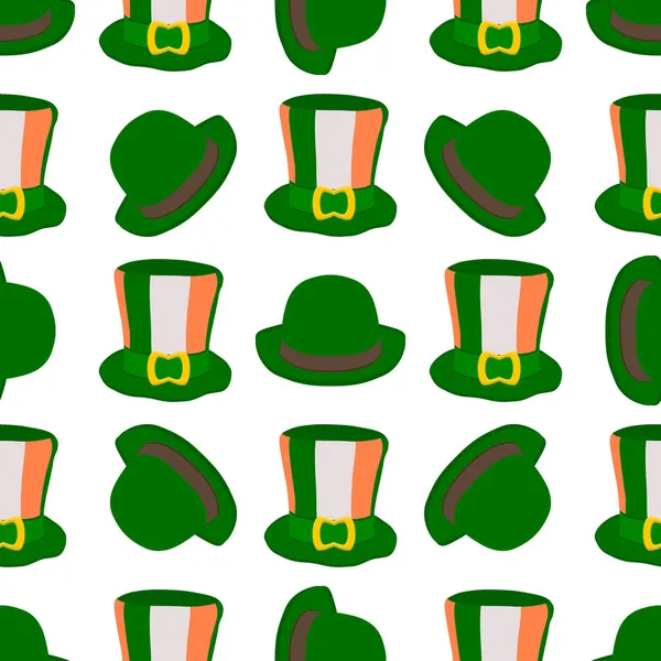 Illustrazione Sul Tema Vacanza Irlandese Giorno San Patrizio Cappelli Senza — Vettoriale Stock