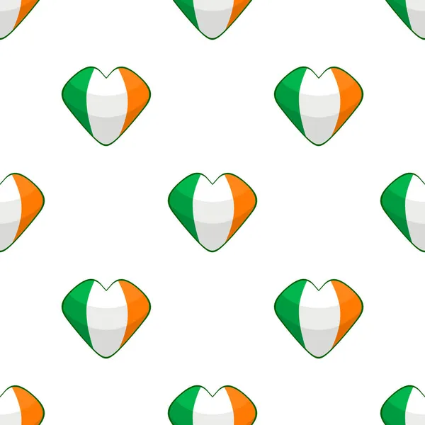 Illustration Theme Irish Holiday Patrick Day Seamless Color Hearts Pattern — Stock Vector