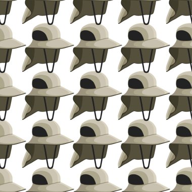 Temalı renkli balıkçı şapkaları, beyaz arka planda güzel şapkalar. Kep desenleri, takmak için balıkçı şapkası toplamaktan oluşuyor. Tasarım şapkaları, hava durumu için balıkçı şapkaları