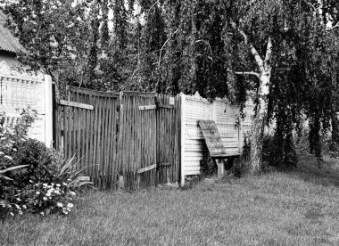 Doğal arka planda terk edilmiş bir evden güzel bir kapı, eski bir kapıdan köye fotoğraf, vahşi doğal renklerdeki yeşilliklerin olduğu eski bir köy evi.