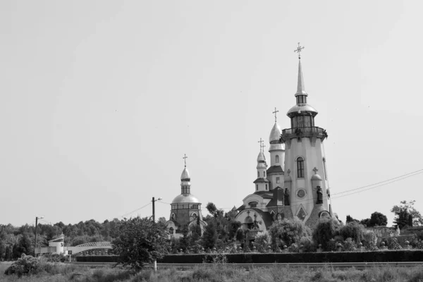 Cruz Iglesia Cristiana Torre Campanario Alto Para Oración Fotografía Que — Foto de Stock