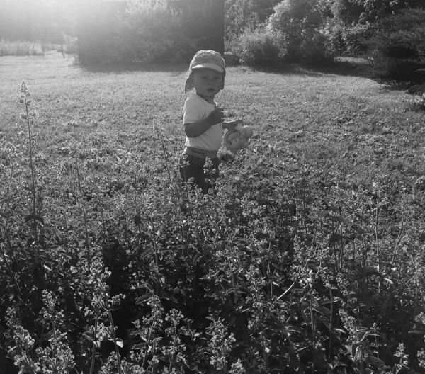 Hermoso Bebé Niño Con Cara Niño Posando Fotógrafo Para Foto — Foto de Stock