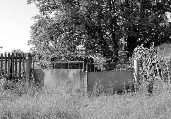 Beautiful Old Gate Abandoned House Village Natural Background Photography Consisting — Foto Stock