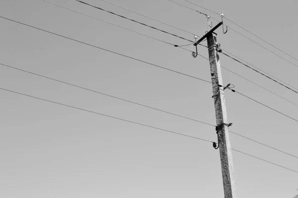 Power Electric Pole Line Wire Colored Background Close Photography Consisting — Stockfoto