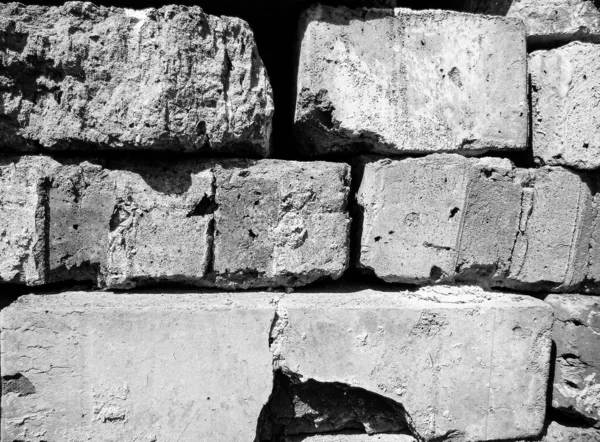 Beautiful Texture Old Brick Big Wall Block Natural Texture Close — Stock Photo, Image