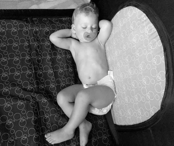 Sleeping Baby Boy Child Pasifier Posing Photo Color Photo Cadre — Φωτογραφία Αρχείου