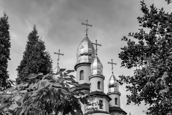 Christliches Kirchenkreuz Hohen Kirchturm Zum Gebet Fotografie Bestehend Aus Schöner — Stockfoto