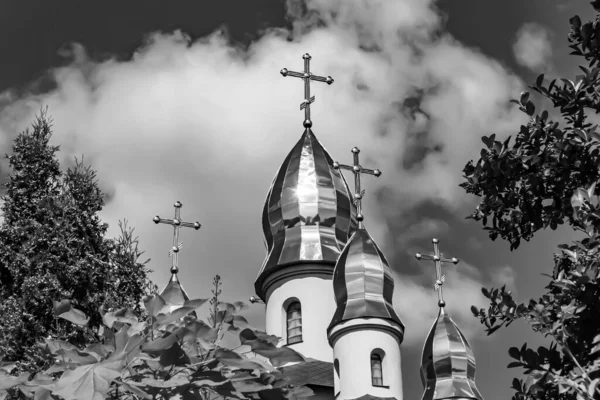 Christliches Kirchenkreuz Hohen Kirchturm Zum Gebet Fotografie Bestehend Aus Schöner — Stockfoto