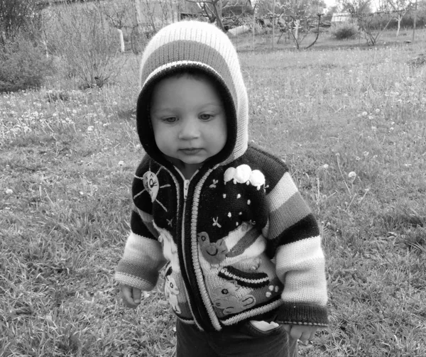 Hermoso Bebé Niño Con Cara Niño Posando Fotógrafo Para Foto —  Fotos de Stock