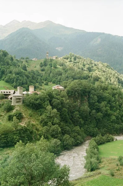 Cáucaso Montanhas Montanhas Georgianas Montanhas Svaneti 35Mm Filme Analógico Foto — Fotografia de Stock