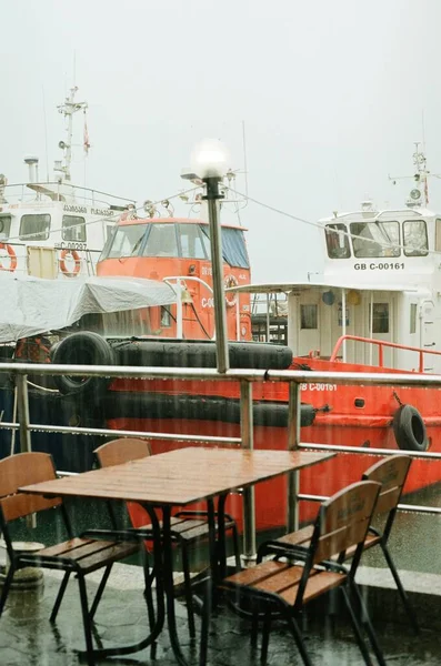 Pelabuhan Laut Dengan Perahu Foto Film Analog 35Mm Georgia — Stok Foto