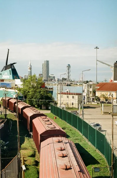 Gruzja Batumi Pociąg Kolejowy Zdjęcie Filmu Analogowego — Zdjęcie stockowe