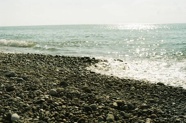 Batoumi Mer Noire Pierres Cailloux Sur Plage 35Mm Film Analogique — Photo