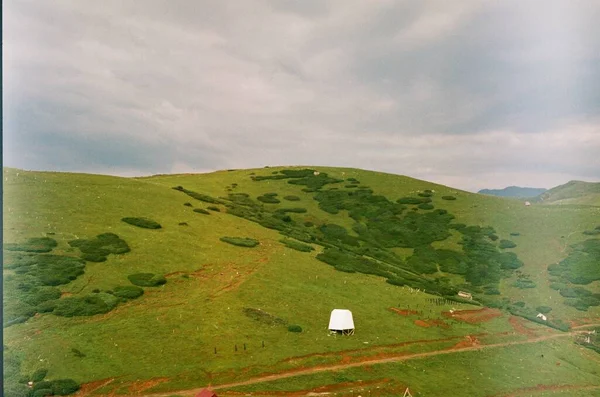 Dorfhäuser Ländlicher Landschaft Den Bergen Georgia Gomis Mta 35Mm Filmfoto — Stockfoto