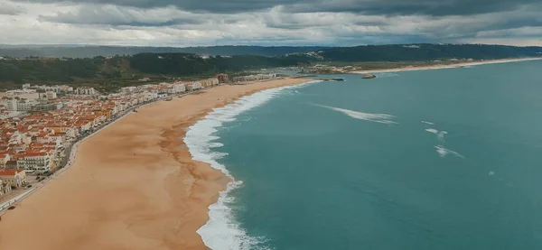 Portugal Laut Pantai Berpasir Nazare Town Portugal — Stok Foto