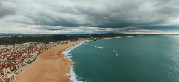 Portugal Laut Pantai Berpasir Nazare Town Portugal — Stok Foto