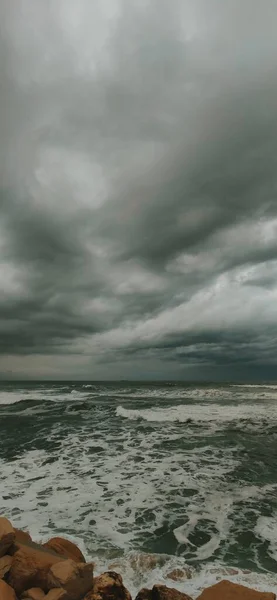 Portugal Tempestade Chuvosa Mar Ondas Água Oceano — Fotografia de Stock