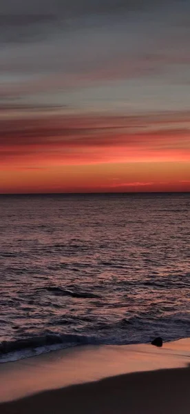 Portugal Wunderschöner Orange Rosa Sonnenuntergang Meer Meerwasser — Stockfoto