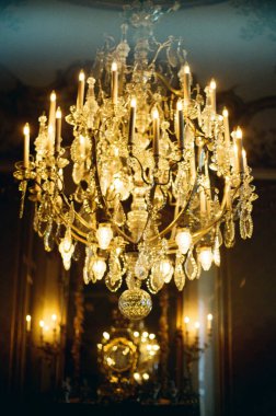 hanging glass Chandelier on wall