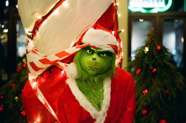 Santa Claus The Grinch with Christmas tree