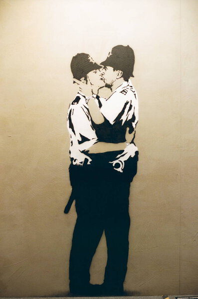 Banksy Exhibition Austria 2022 Kissing Coppers Brighton Stock Picture