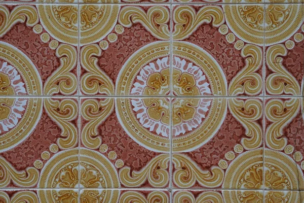 Hiasan Azulejo Dinding Ubin Keramik Portugis Tradisional Tipikal Dekorasi Eksterior — Stok Foto