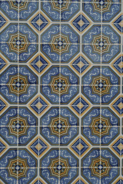 Azulejo Tapeter Geometriska Former Portugisiska Keramiska Plattor Vägg — Stockfoto
