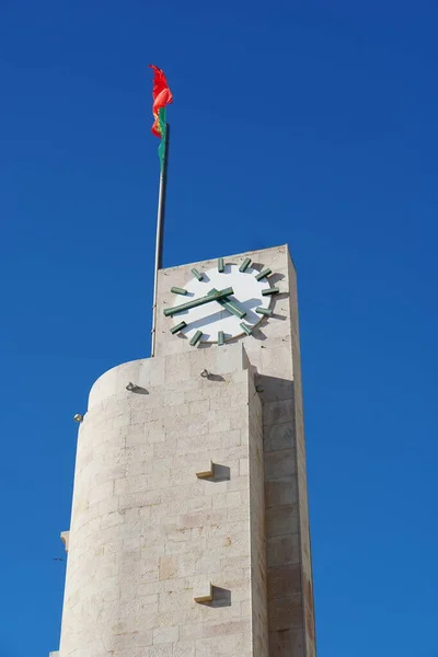 Menara Jam Figueira Foz Tiang Dengan Bendera — Stok Foto