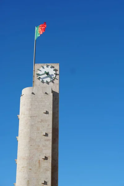 Menara Jam Figueira Foz Tiang Dengan Bendera — Stok Foto